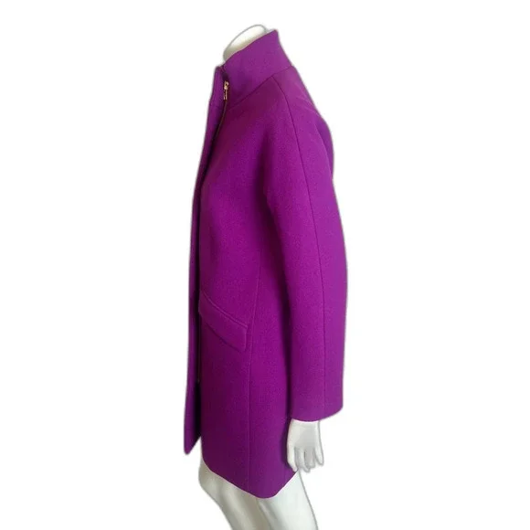 NWT J. Crew Cocoon Stadium Cloth by Nello Gori Bright Purple Wool Jacket Size 4 - Picture 4 of 8